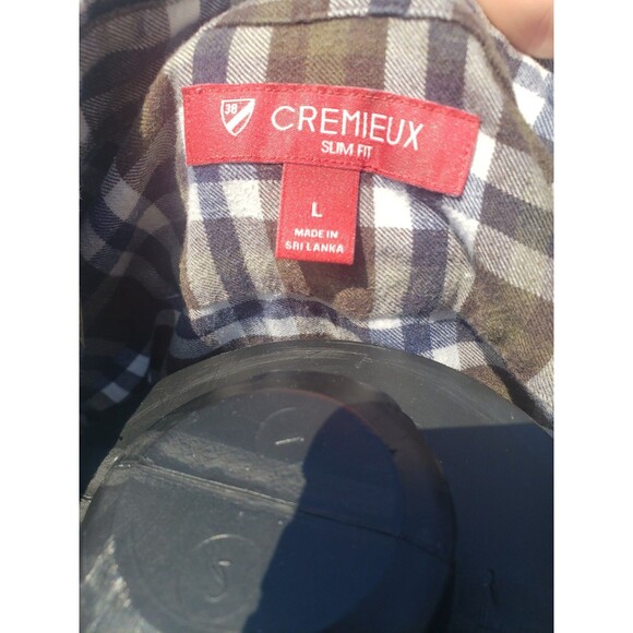Daniel Cremieux Slim Fit Mens Sz L Long Sleeve Button Up Plaid Shirt Brown Blue - Picture 8 of 13